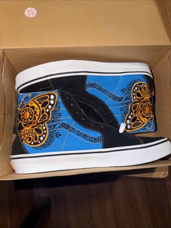 Vans Other - VANS SK8-HI Dia De Muertos Sneaker Black Butterfly Golf Skull Sz 9 Men W 10.5